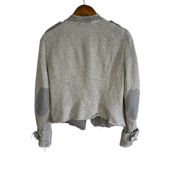 ZARA Basic Collection Jacket Women's Medium Moto Cotton Asymmetrical Zip Gray - Picture 3 of 9